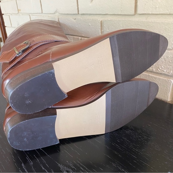 Joseph Italian Made Brown Leather Tall Boots Perforated Size 11 N Equestrian NEW - Picture 6 of 10